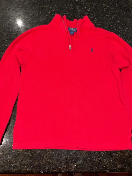 Boys Ralph Lauren Red Quarter-Zip Sweater