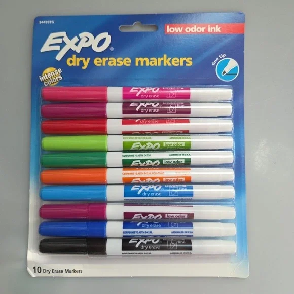 EXPO Dry Erase Markers, Intense Colors- 10 Markers - Fine‎ Tip