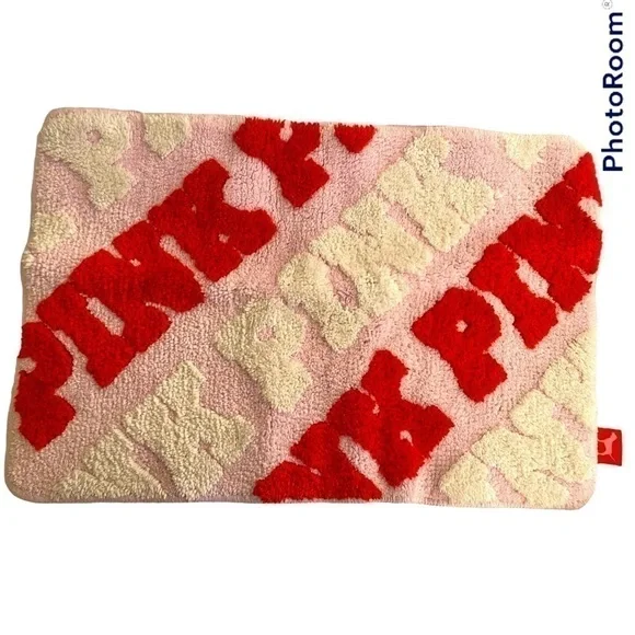 Victoria's Secret Pink logo bathmat throw rug pink red