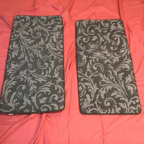 Rug Memory Foam Rugs with Swirl Pattern Green Set of 2