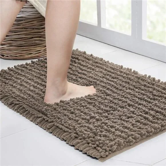 Bathroom Rug Non Slip Bath Mat (24x17 Inch Taupe) Water Absorbent