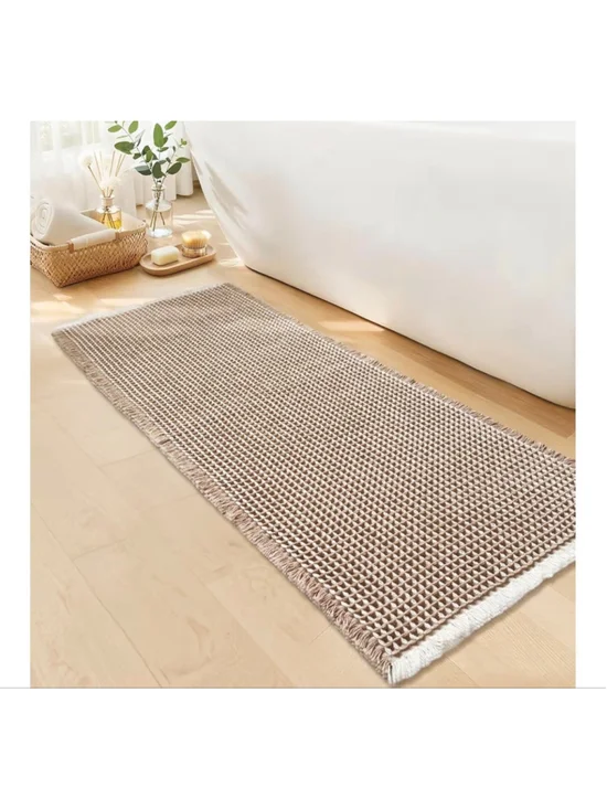 NEW Waffle Bath Mat Boho Bathroom Rugs Non Slip Washable Super Absorbent 24x48”