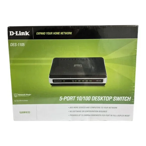 NEW Sealed! D-Link DES-1105 5-Port 10/100 Desktop Network Switch