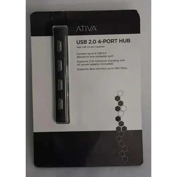Ativa 4-Port hub USB 2.0-Charging Hub Black Model UH-118