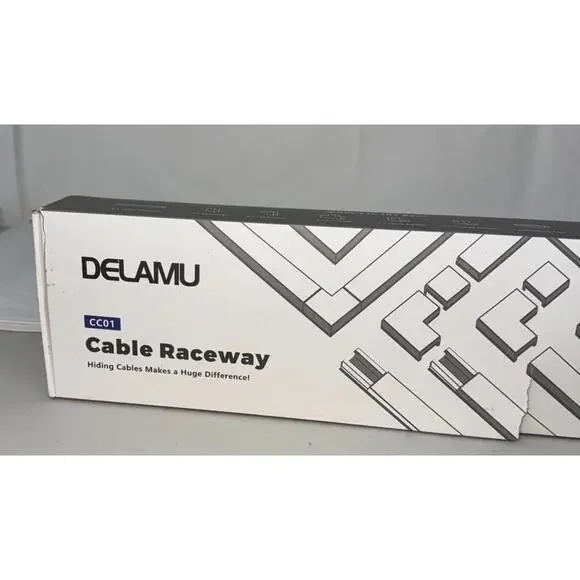 DELAMU CC01 Cable Cord Cover Raceway Kit Hiding Wall Mount TV Powers Cords NEW