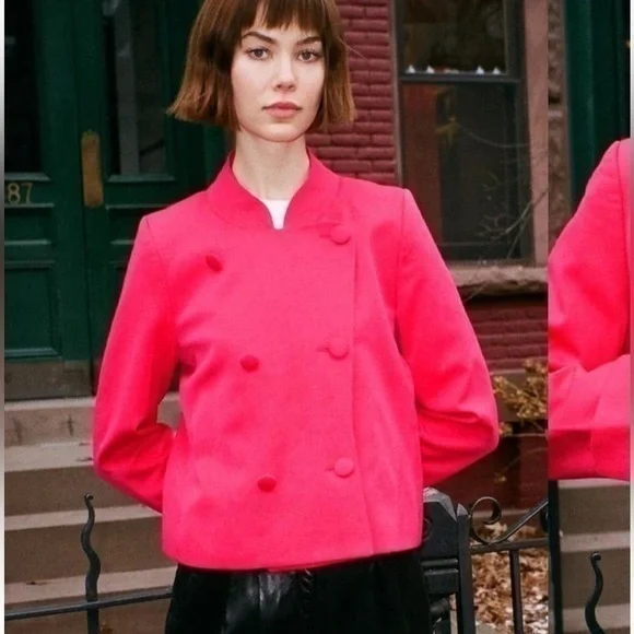 Christian Dior Vintage Double Breasted Pink Blazer With Shoulder Pads Sz 12