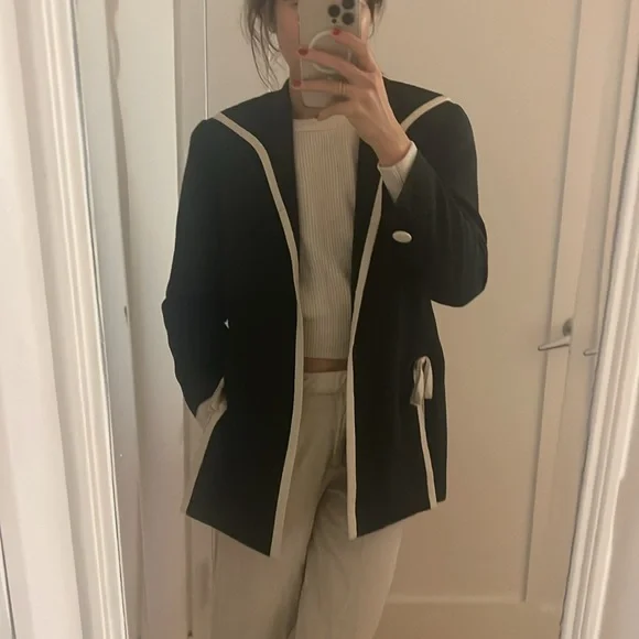 Vintage silk dior navy evening jacket blazer