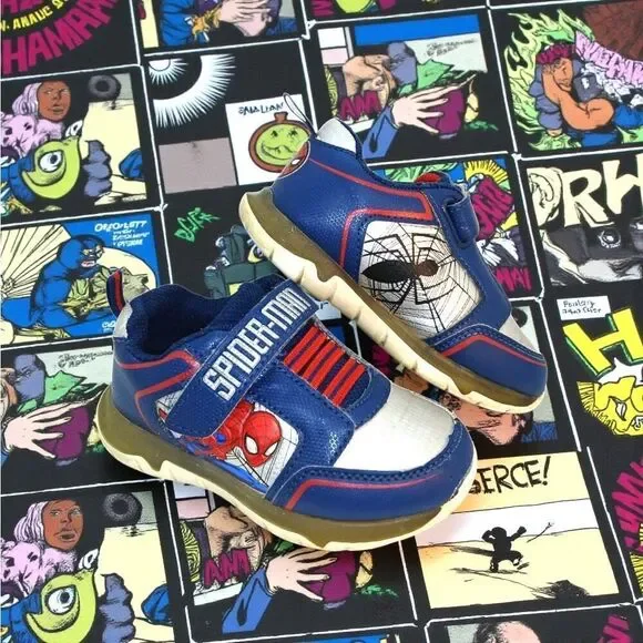 Marvel Spiderman Boys Blue/Silver/Red Light Up Sneakers - Size: 9T