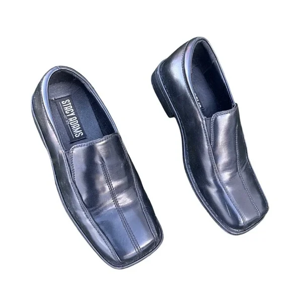 Stacy Adams‎ Little Boys Slip On Faux Leather Loafers Size 2 Black Dress Shoes