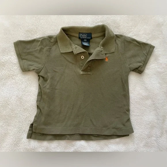 Ralph Lauren Green Polo with Orange Logo