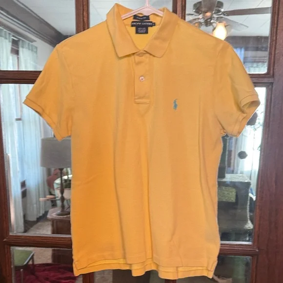 Ralph Lauren Girl Yellow Classic Fit Cotton Pique Short Sleeve Polo Shirt L14-16