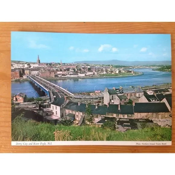 Northern Ireland Derry City River Foyle UK John Hinde Color Postcard Unposted