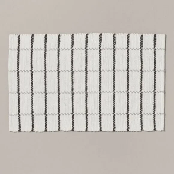 Hearth & Hand Woven 20x32” Grey and White Striped Bath Mat