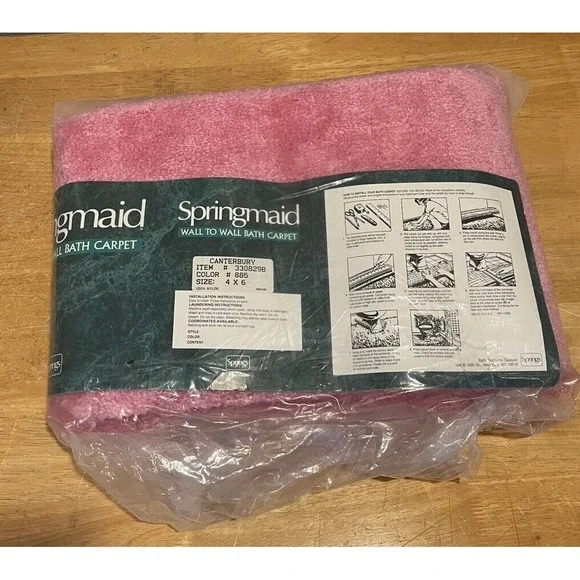 Vtg Springmaid Hot Pink Bath Carpet‎ ~ Wall To Wall 4' X 6' NOS MCM