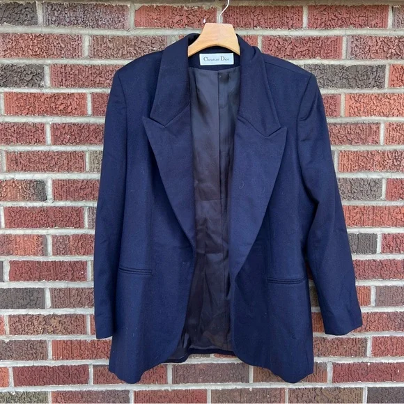 Christian Dior Navy Blue Oversized Blazer Suit Jacket