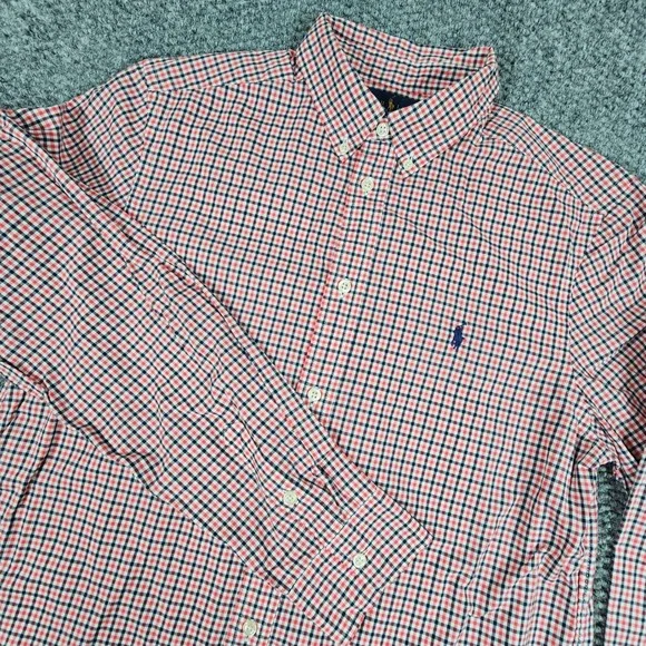 Ralph Lauren Boys XL 18-20 Red Black‎ Plaid Long Sleeve Button Down Shirt