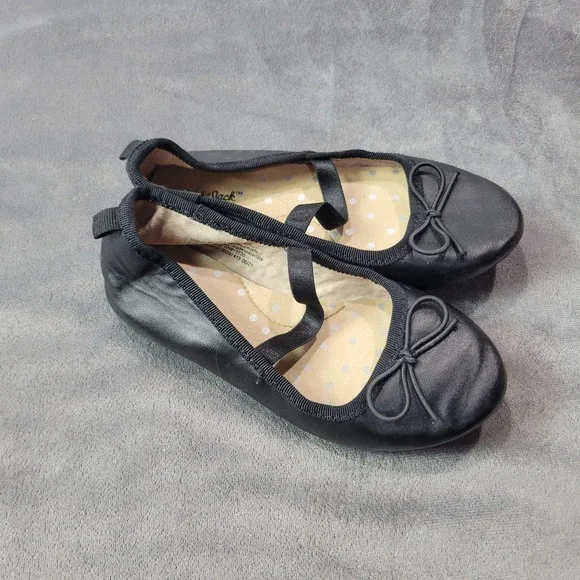 Cat and Jack Toddler Girls Black Ballet‎ Flats Mary Jane Shoes Size 10