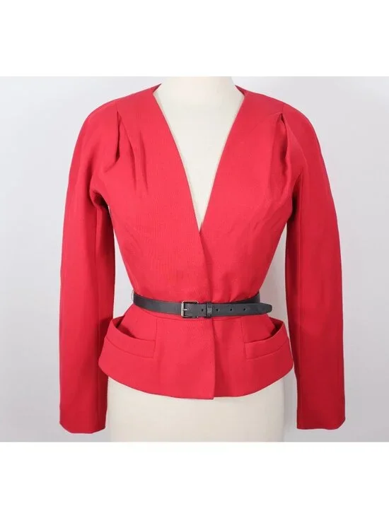 Christian Dior Paris 38 US 6 Bar Jacket red belted