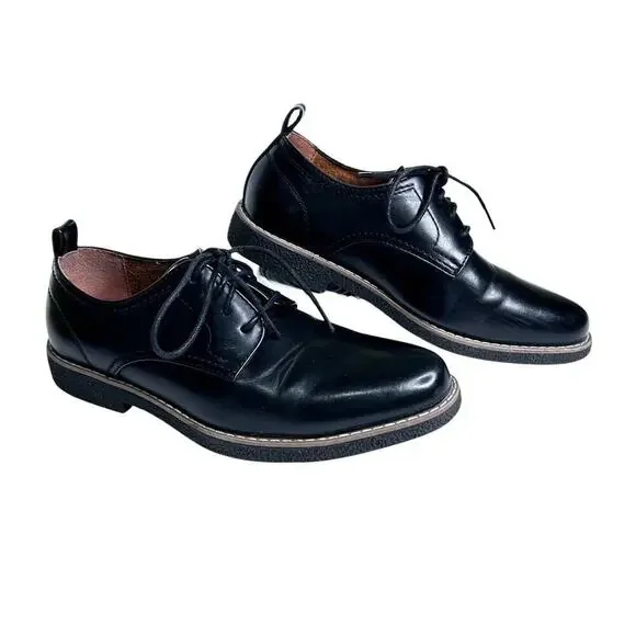 Deer Stags Zander Black Vegan Leather Lace Up Oxford Shoes Boys Size 6M