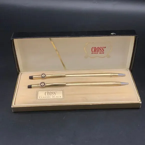 CROSS 12KT GF Control Data Corporation Gold Pen & Pencil Original Box Vintage