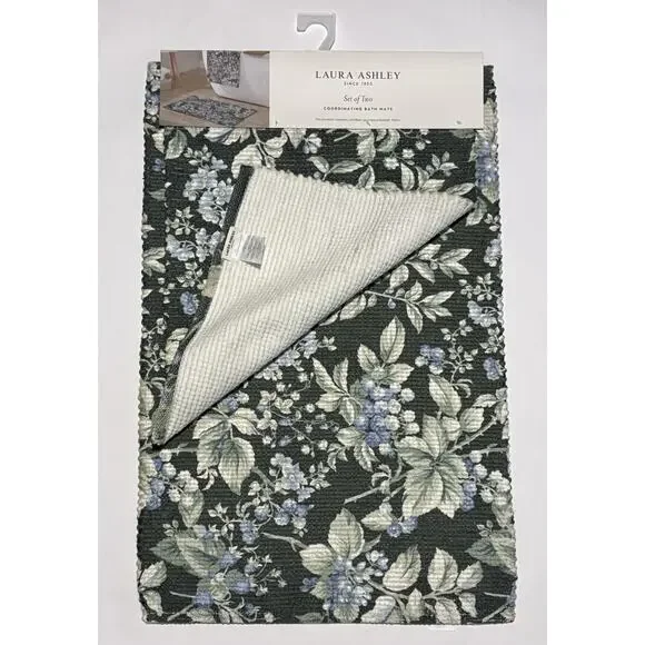 Laura Ashley Bramble Berry Bath Mat Rugs Set Green 2 Pcs 20