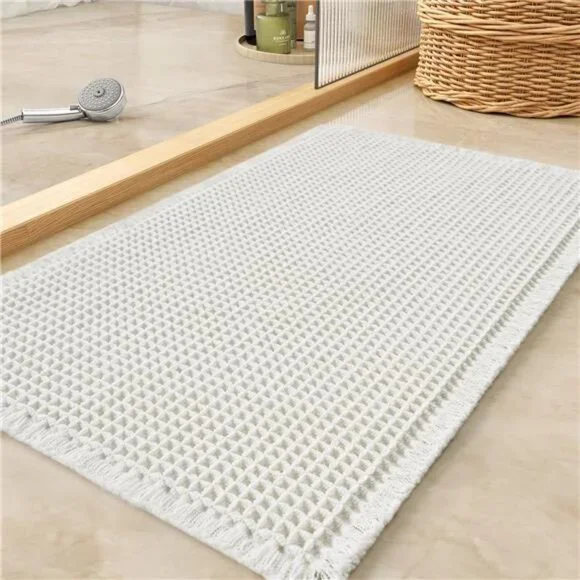 Waffle Bath Mat Rug, Super Absorbent Non Slip Bath Mats for Bathroom Mat