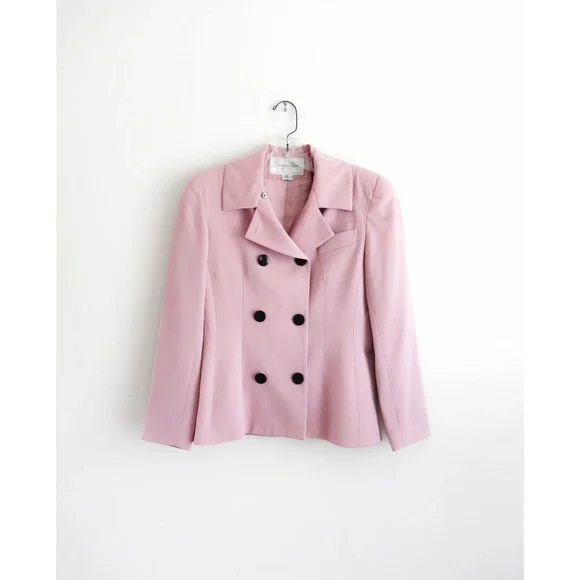 Vintage 80s 90s Christian Dior Pale Pink Wool Blazer sz 4