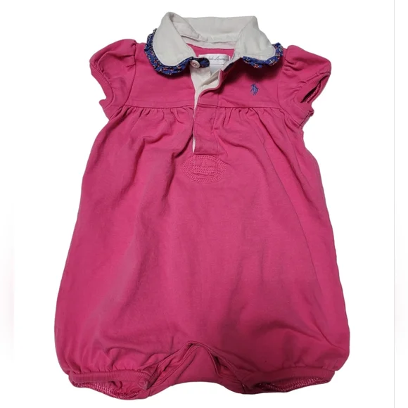 Ralph Lauren baby girl pink collared polo onesie bodysuit
