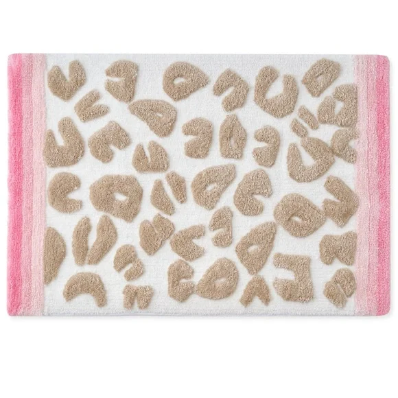 CARO HOME Collection Textured Plush Animal Print Bath Rug WithContrasting Border