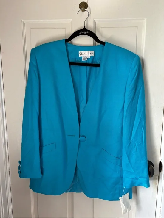 Dior Teal Single-Button Blazer