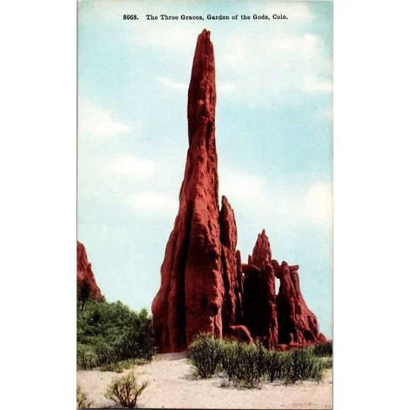 Antique Postcard 8668 The‎ Three Graces Garden Of The Gods Colorado