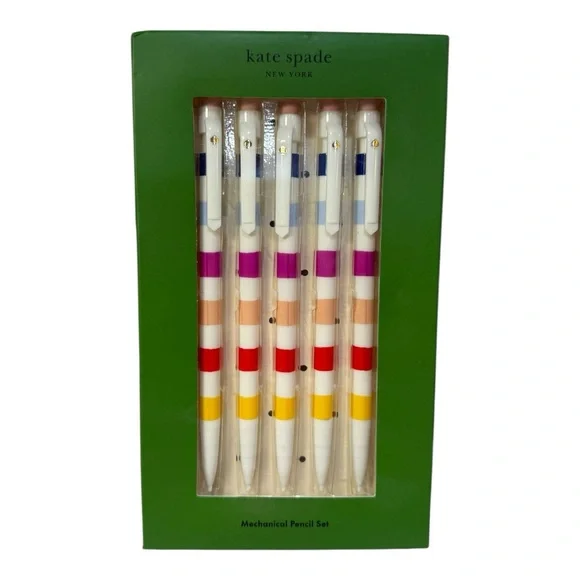 kate spade new york Candy Stripe Mechanical Pencil Set – 5 Pencils – NEW