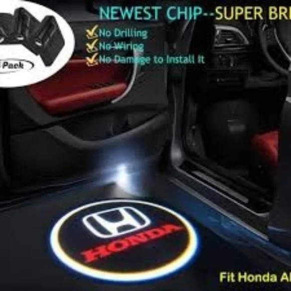 4x PCs HONDA Logo Wireless Car Door Welcome Laser Projector Emblem