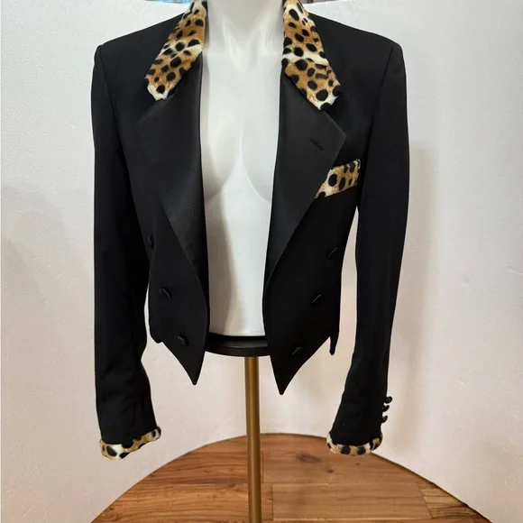 Dior Black Blazer with Leopard Accents