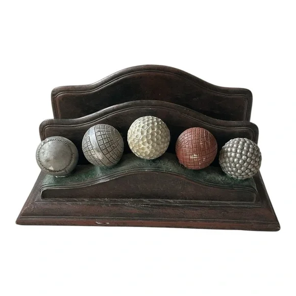 Vintage Golf Ball Display Holder Rustic Wood Desk Organizer Sports Decor