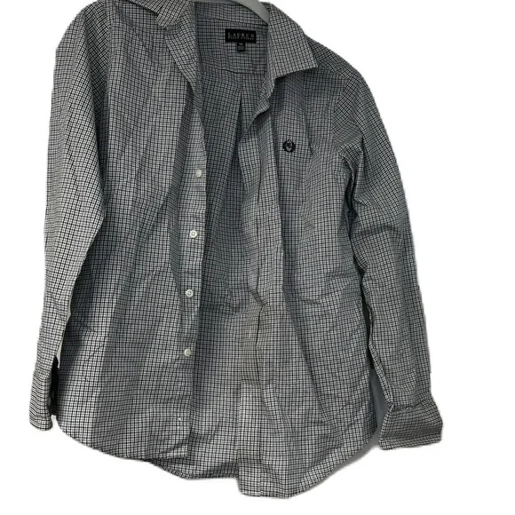 Ralph Lauren boys sz 16 Hunter Green white button down checkered long sleeve top