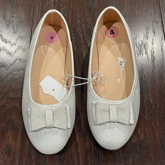 Sugar Girls White Sparkle Ballet Flats Communion Bridal Size 4 M NEW