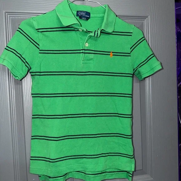 Ralph Lauren Kids Polo Shirt in Green with Black‎ Stripes