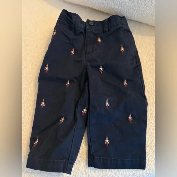 Ralph Lauren Baby Boys‎ Nutcracker Pants 9M Navy Holiday Embroidered