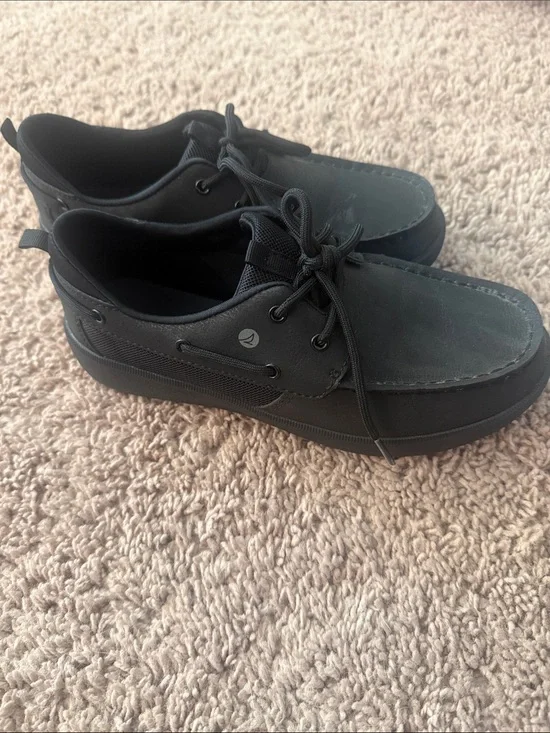 Sperry Kids Black Lace-Up Boat Shoes