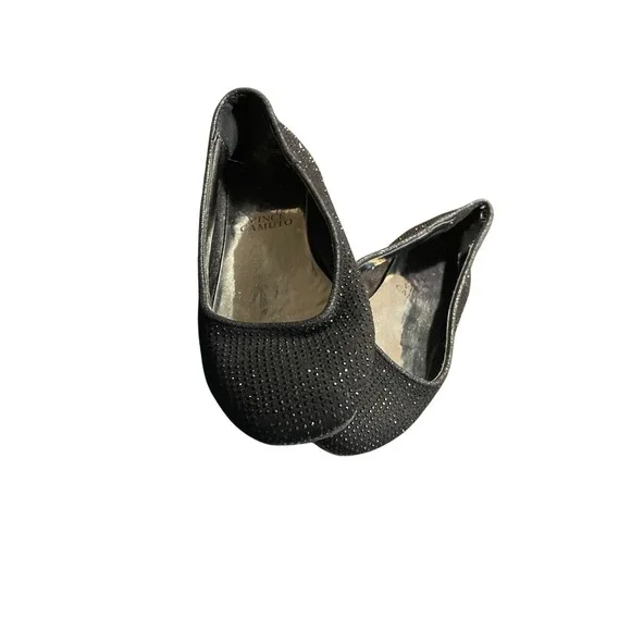 Vince Camuto Sparkly Black Ballet Flats Kids Sz. 13 Rhinestone Slip‎ On