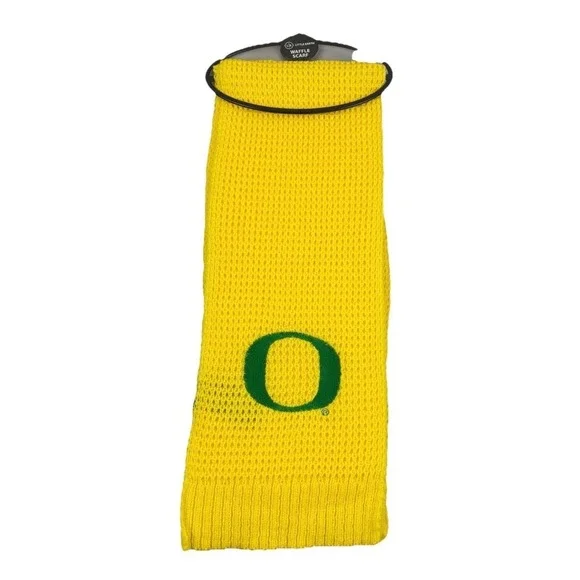 Little Earth Oregon Ducks Scarf Unisex OS Yellow Waffle Knit Embroidered Logo