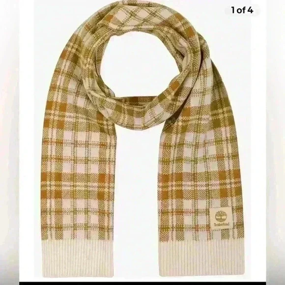 NWT Timberland Mustard Cream Plaid Men’s Scarf