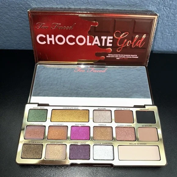 Too Faced Chocolate Gold Metallic & Matte Eyeshadow Palette Discontinued NIB HTF