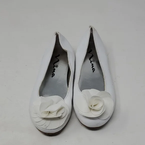 Nina Kids White Floral Dress Shoes Size 13