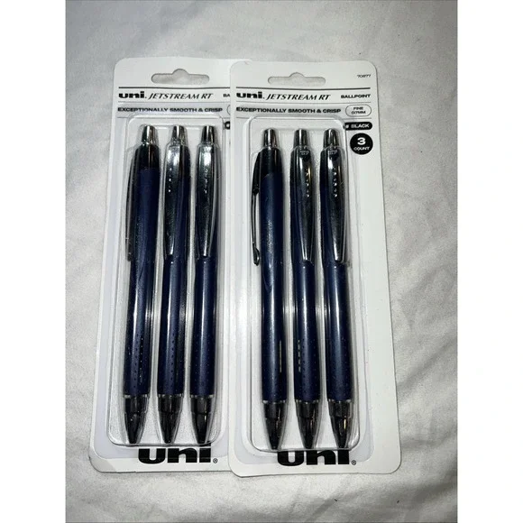 Lot of 6 - Uniball Jetstream RT Ballpoint Pens 0.7mm Fine Black Ink - Brand New!
