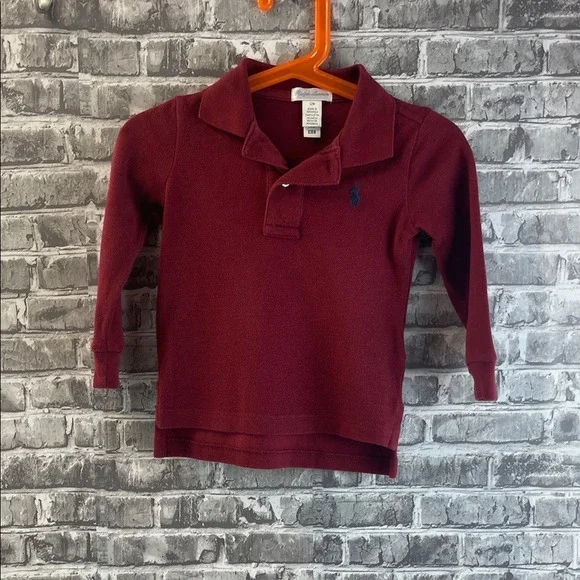 Ralph Lauren Kids Maroon‎ Long Sleeve Polo