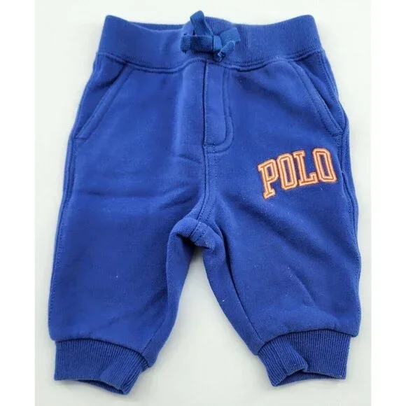 Ralph Lauren Blue Polo Spellout Logo Athletic Sweatpants Joggers Baby Size 3M‎