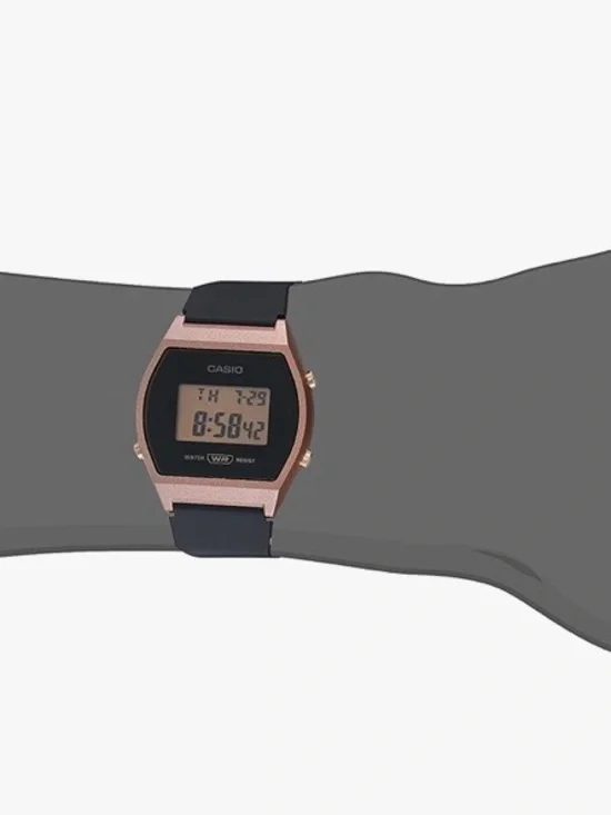 Casio Women's Watch LW204 Quartz Digital Rose Gold Black Resin Strap 3294 35mm