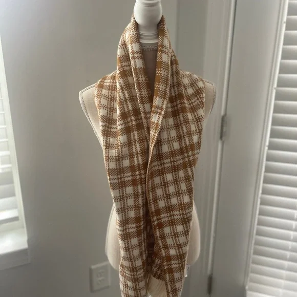 Timberland Brown and Cream Plaid Scarf